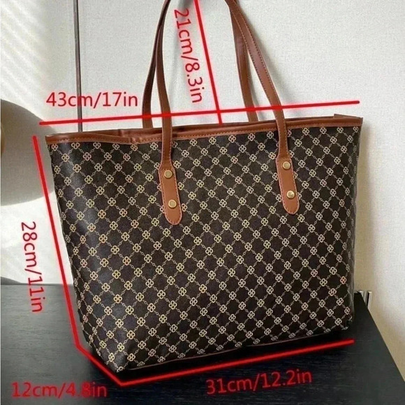 ⚠️Clearance Large Brown Patterned Casual Shoulder Tote Bag - Picture 4 of 7